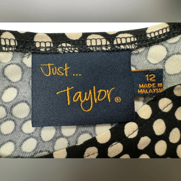 Just…Taylor Dress Black/White Sleeveless Polka Dot Tie Up  Midi Size 12W - Picture 6 of 8